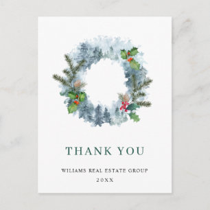 Postal Navidades de Wreath paisajistas Agradecimientos co