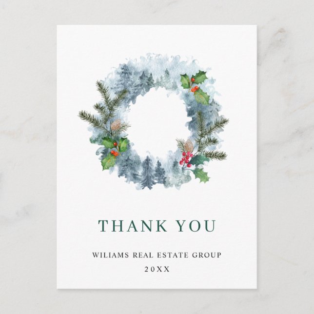 Postal Navidades de Wreath paisajistas Agradecimientos co (Anverso)