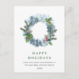 Postal Navidades de Wreath paisajistas añaden saludos a v