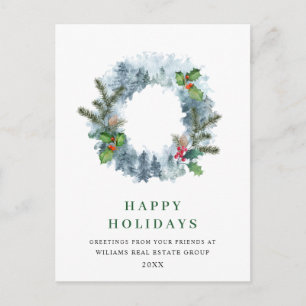 Postal Navidades de Wreath paisajistas añaden saludos a v