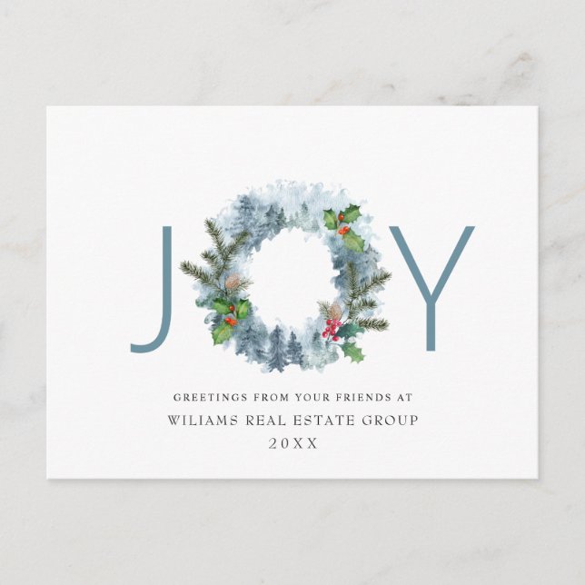 Postal Navidades de Wreath paisajistas Holly Berry Holida (Anverso)