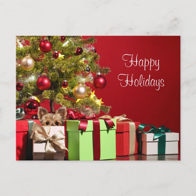 Postal Navidades de Yorkie (Anverso)