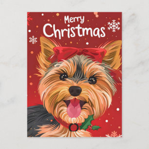 Postal Navidades de Yorkshire Terrier
