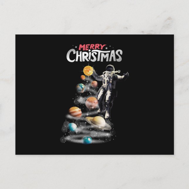 Postal Navidades del Astronauta del Sistema Solar Espacia (Anverso)