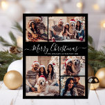 Postal Navidades del Collage de fotos Black 5 de escritur<br><div class="desc">Elegante, moderno, negro y blanco 5 Collages de fotos Navidades de vacaciones de la familia de postales. Esta plantilla festiva, minimalista, fantástica de cinco (5) fotos de tarjetas de felicitación de vacaciones presenta un collage de fotos de la bonito y dice "¡Feliz Navidad!". El texto de bienvenida de "Feliz Navidad"...</div>