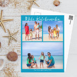 Postal Navidades del Collage de fotos moda Blue Mele Kali<br><div class="desc">personalizable azul moda playa familia foto Navidades de collage con tus fotos tropicales favoritas al sol. Agregue 3 de sus recuerdos favoritos de sus vacaciones en la isla a la costa. Hermosas postales vacacionales costeras con un diseño fotográfico limpio y moderno y escritura azul bonito.</div>