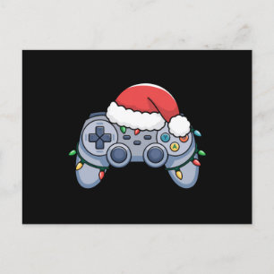 Postal Navidades del controlador de videojuegos Santa Hat