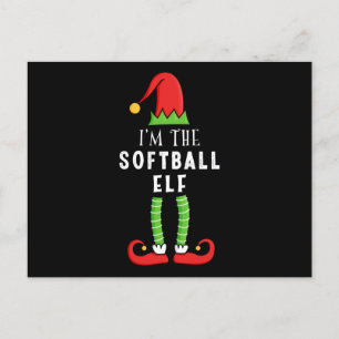 Postal Navidades del elfo del softball que coinciden con