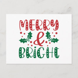 Postal Navidades del feriado verde rojo brillante y moro