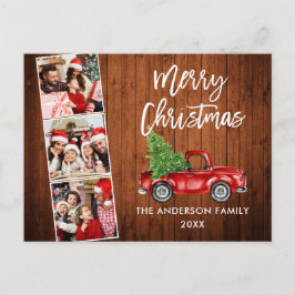 Postal Navidades del guión del pincel Red Truck Wood 3 Fo