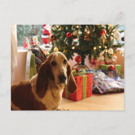 Postal Navidades del heound de Basset