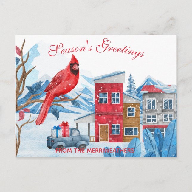 Postal Navidades del Ilustracion acuarela del paisaje inv (Anverso)