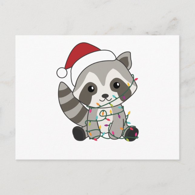 Postal Navidades del mapache Nieve Raccoons de invierno (Anverso)