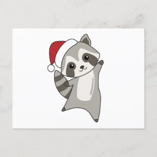 Postal Navidades del mapache Nieve Raccoons de invierno
