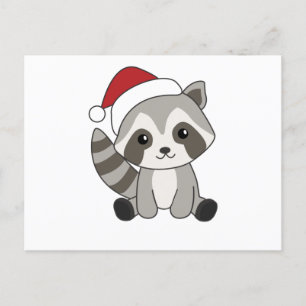 Postal Navidades del mapache Nieve Raccoons de invierno