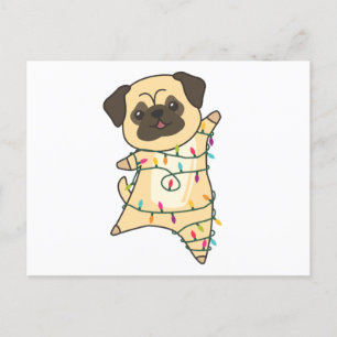 Postal Navidades del Mops Nieve Animales De Invierno Perr