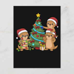 Postal Navidades del Otter de Navidad y niños obsequian a