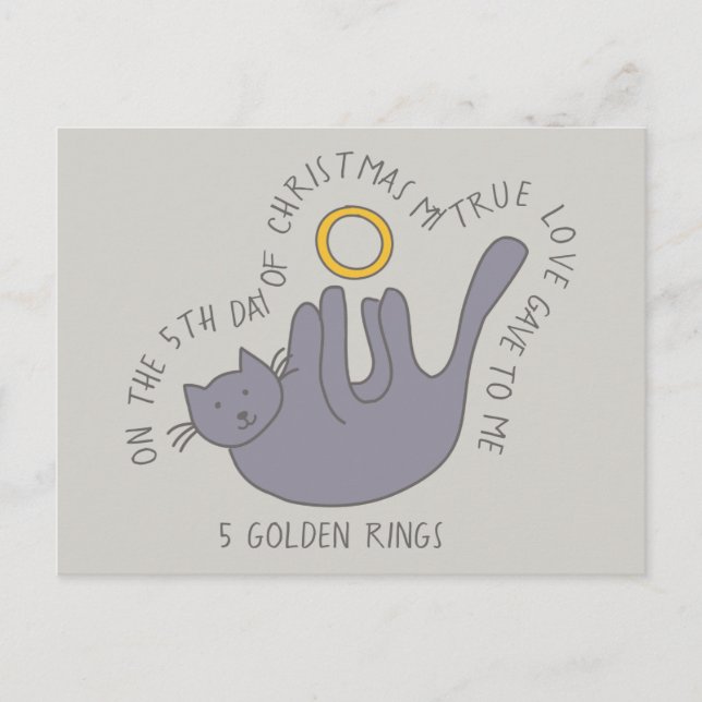 Postal Navidades del quinto día del gato (Anverso)