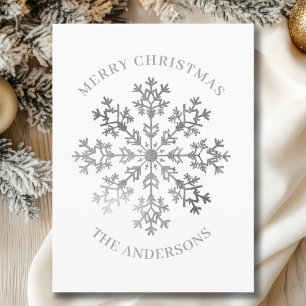 Postal Navidades del Snowflake de plata