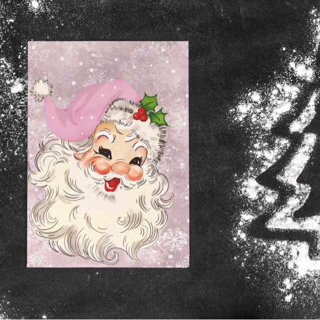 Postal Navidades del Viejo Retro Rosa Santa Claus (Subido por el creador)