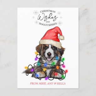 Postal Navidades desean que perro pipa besos a Mascota Pe