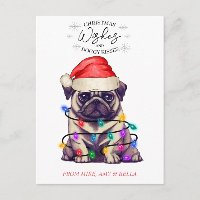 Postal Navidades desean que perro pipa besos a Mascota Pe (Anverso)