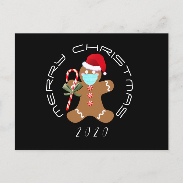 Postal Navidades divertidos 2020 Covid Gingerbread Man (Anverso)
