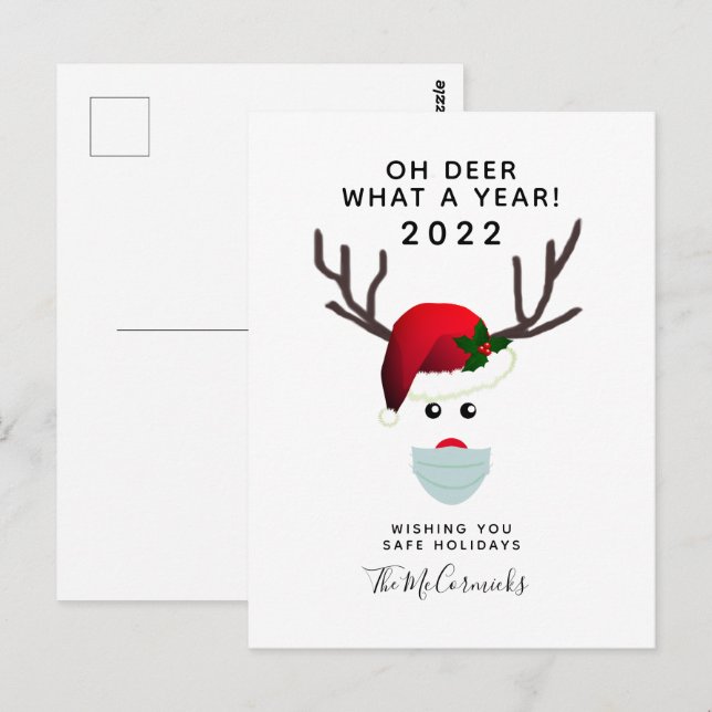 Postal Navidades divertidos 2021 Cómpulos renos de la más (Anverso / Reverso)
