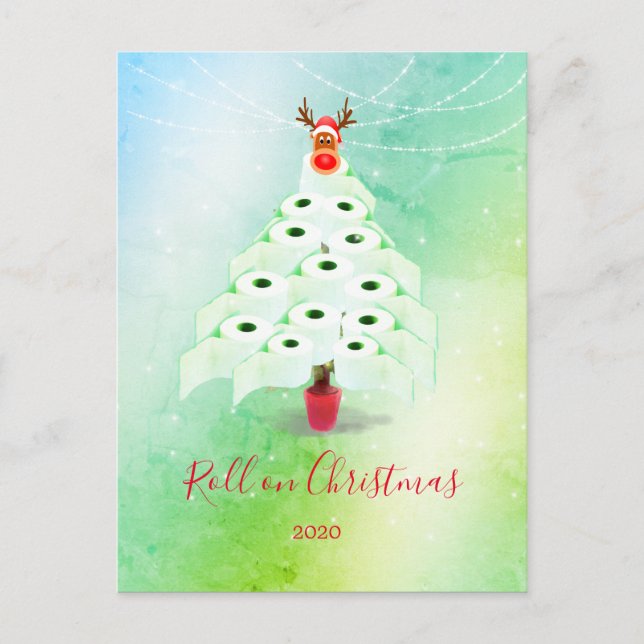 Postal Navidades divertidos Árbol de inodoros de vacacion (Anverso)