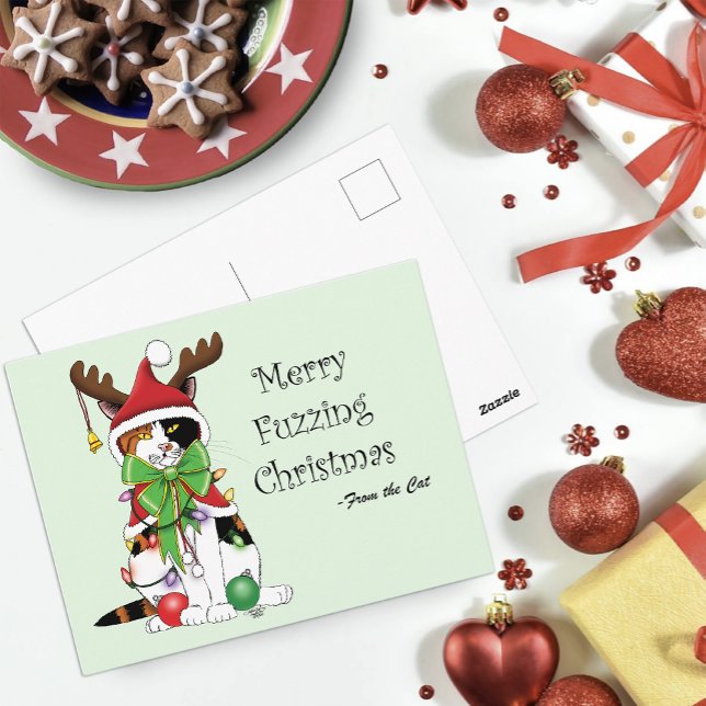 Postal Navidades divertidos Calico Cat (Subido por el creador)