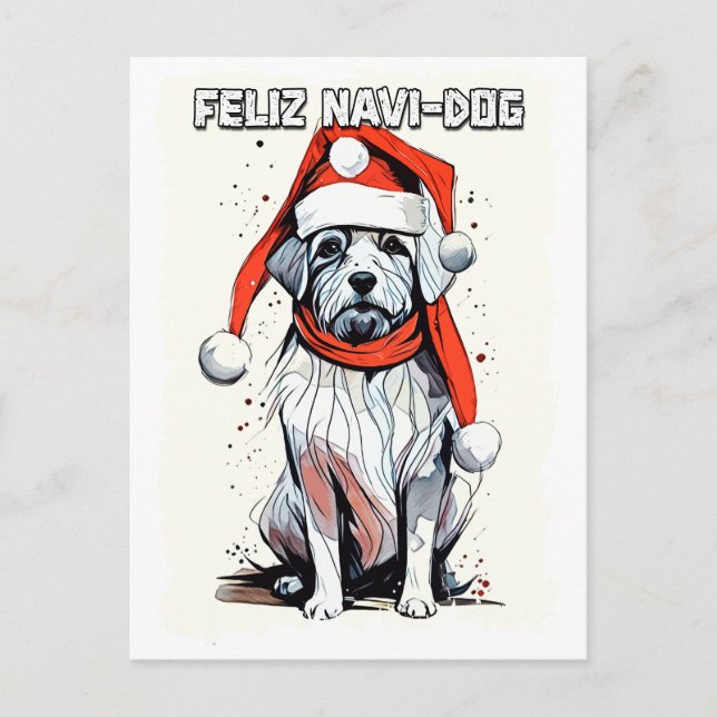 Postal Navidades divertidos citan a un caprichoso perro d (Anverso)