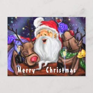 Postal Navidades divertidos cobran a Santa y Fiesta de re