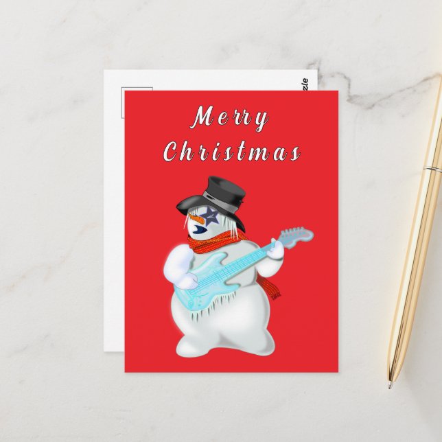Postal Navidades divertidos con guitarrista musical de Sn (Anverso/Reverso In Situ)