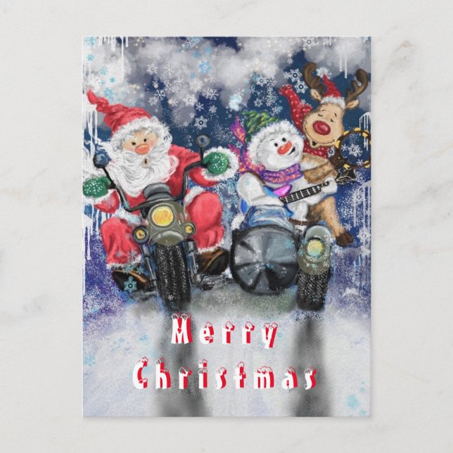 Postal Navidades divertidos con regalos Navidades felices (Anverso)