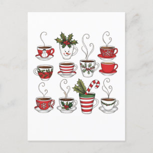 Postal Navidades divertidos de tazas de té tiempo