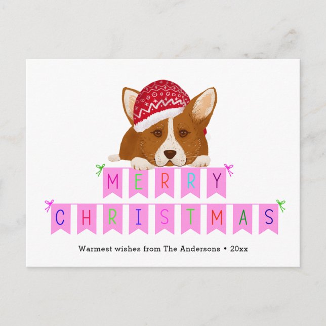 Postal Navidades divertidos rosados Bunner Banner Gorra R (Anverso)