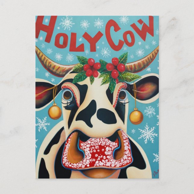 Postal Navidades divertidos Vaca (Anverso)