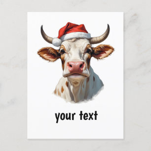 Postal navidades divertidos vacas con tu texto