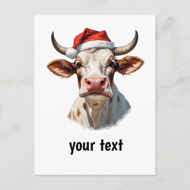 Postal navidades divertidos vacas con tu texto (Anverso)