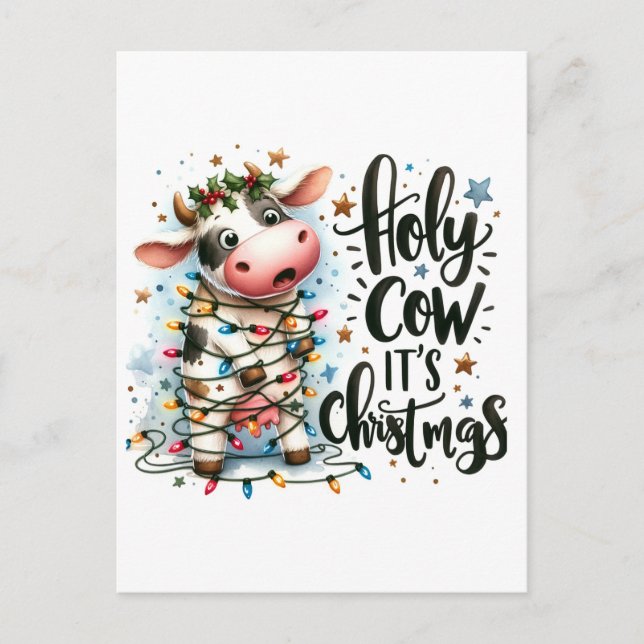 Postal Navidades divertidos vacas vacas sagradas Navidade (Anverso)