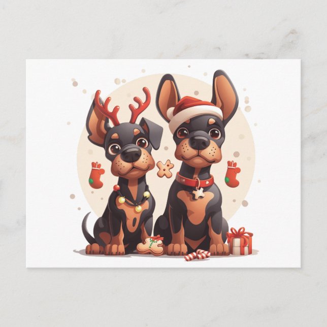Postal Navidades Dobermann Dogs