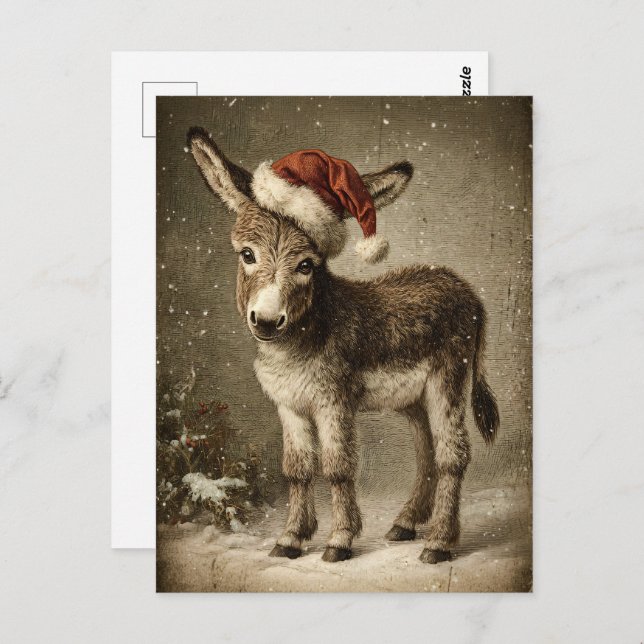 Postal Navidades Donkey Vintage (Anverso / Reverso)