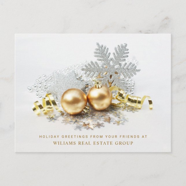 Postal Navidades dorados balls Ornament Corporate Greetin (Anverso)