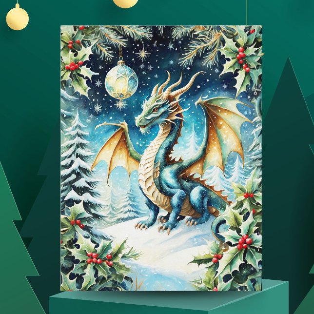 Postal Navidades Dragones Magníficos Con Holly (Subido por el creador)
