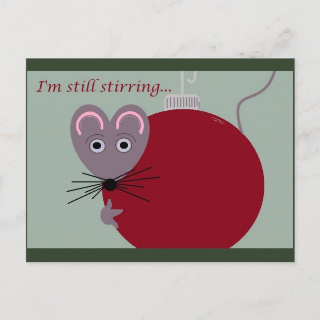 Postal Navidades El ratón con ornamento sigue provocando (Anverso)