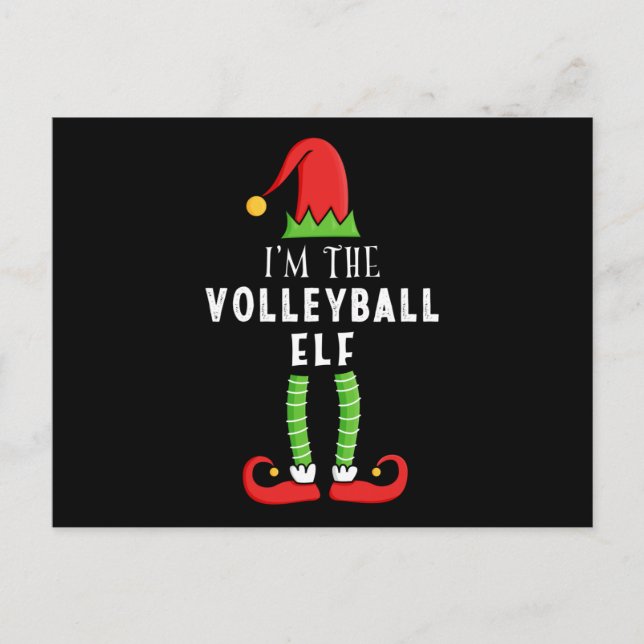 Postal Navidades elfos de voleibol a juego regalo familia (Anverso)