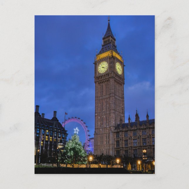 Postal Navidades en "Big Ben", Londres Reino Unido (Anverso)