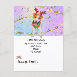 Postal Navidades en julio con el perro Santa Claus