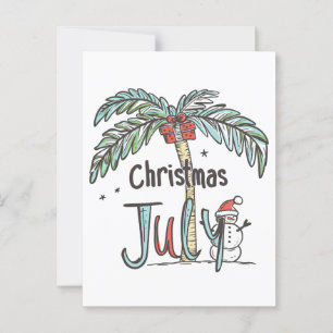 Postal Navidades en julio: diseño de vacaciones tropical