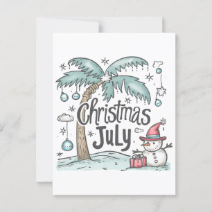 Postal Navidades en julio regalo de palmera tropical de n